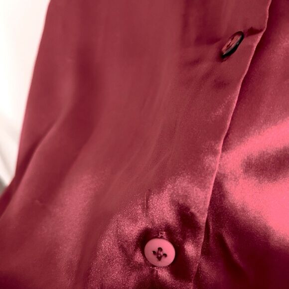 Vintage 90s Victoria Secret Size S Satin Sleep Shirt Burgundy Red Button Up - Picture 10 of 16